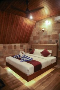 Interior view of a Private Pool Villa Suite at Cloud Cabana Holidays Vagamon with spacious rooms, modern amenities, and a private pool.