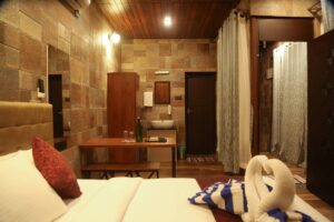 Interior view of a Private Pool Villa Suite at Cloud Cabana Holidays Vagamon with spacious rooms, modern amenities, and a private pool.