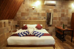 Interior view of a Private Pool Villa Suite at Cloud Cabana Holidays Vagamon with spacious rooms, modern amenities, and a private pool.